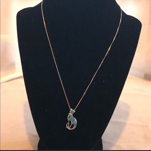 Cat Blue Fire Opal Sterling Silver Necklace